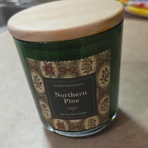 Scentsational Northern Pine Green Soy Wax Candle with Wooden Lid